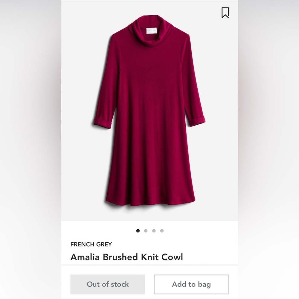 French Grey Amalia Brushed Knit Cowl Neck Dress Burgundy